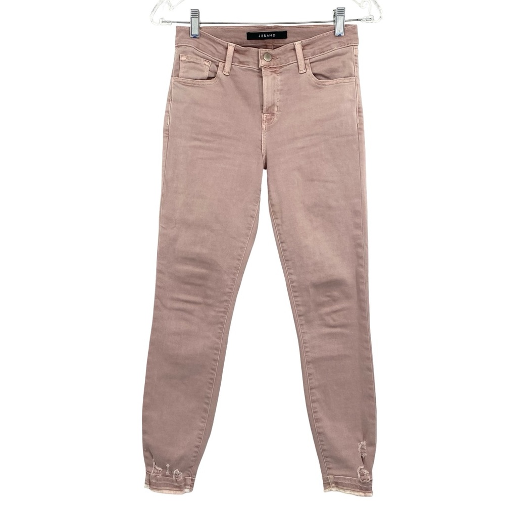 J Brand Capri Mid Rise Dusty Pink Jeans Vinca Destruct
